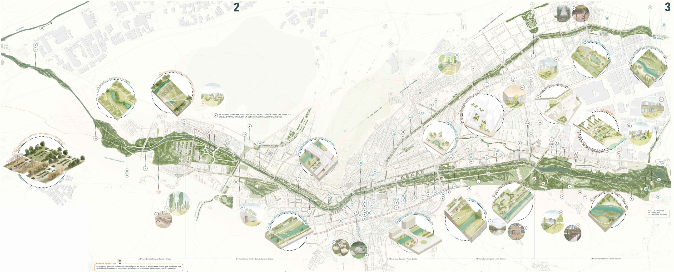 BURGOS A LA CARTA - plano de intervenciones del plan director para el del proyecto de regeneración de los ríos a su paso por Burgos